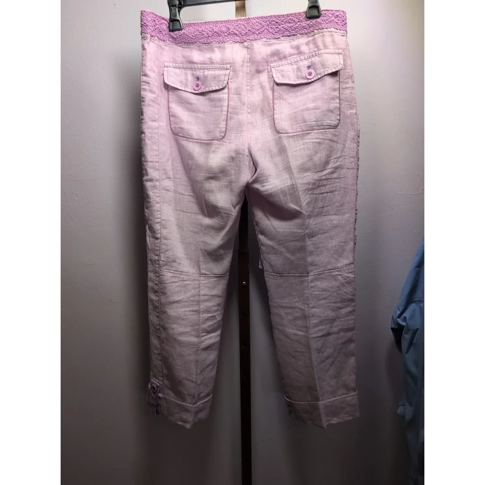 ANTHROPOLOGIE LACED LILAC‎ LINEN CARGOS PANTS by HEI HEI 29